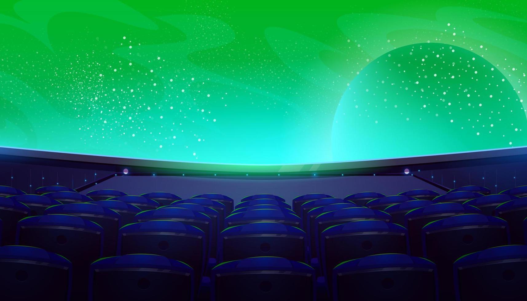 film teater, bio hall med bred skärm, säten vektor