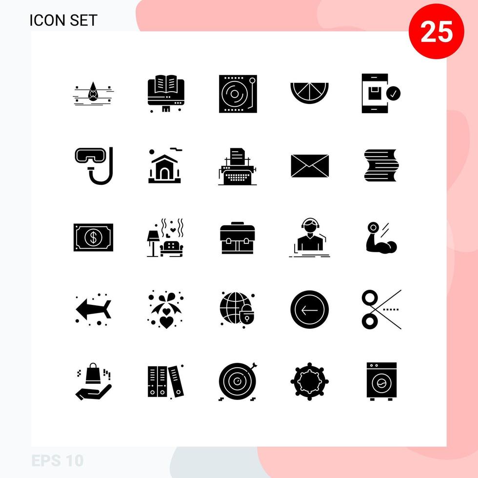 25 kreative Symbole moderne Zeichen und Symbole von Lieferanwendungsgeräten Fruchtvinyl editierbare Vektordesignelemente vektor