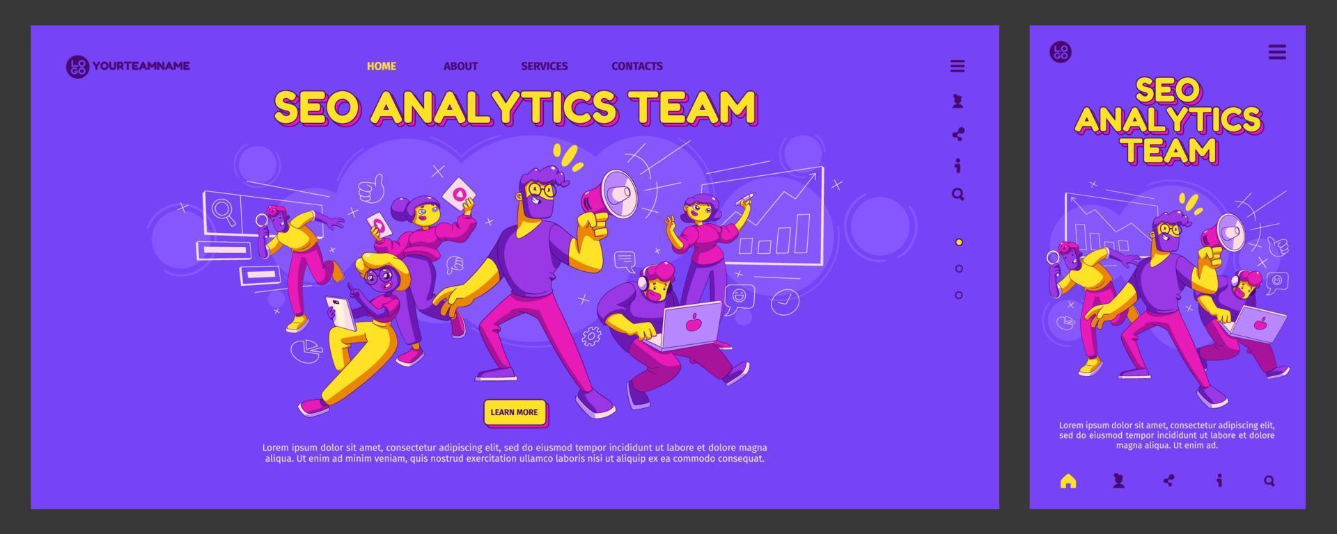 Zielseitenvorlage für das SEO Analytics-Team vektor