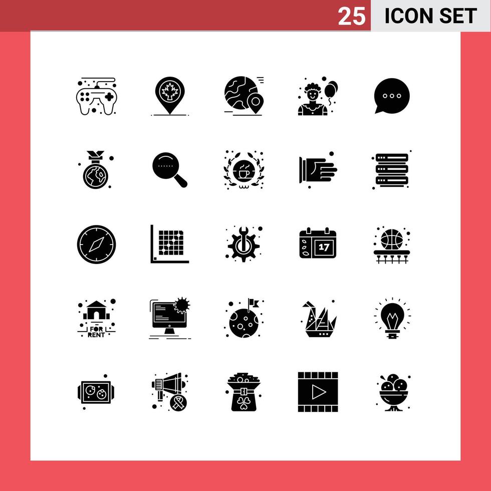 universell ikon symboler grupp av 25 modern fast glyfer av kommentar bubbla Karta joker cirkus redigerbar vektor design element
