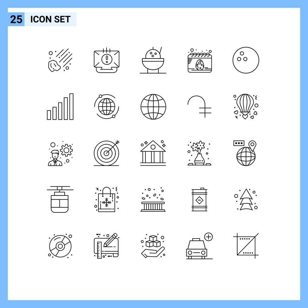 modern uppsättning av 25 rader och symboler sådan som telefon sport skål bowling festival redigerbar vektor design element
