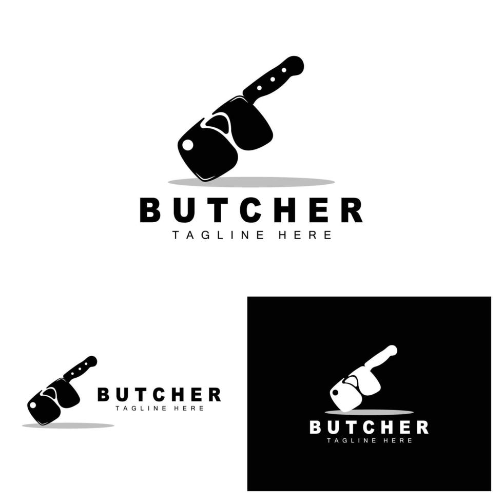 slaktare logotyp design, kniv skärande verktyg vektor mall, produkt varumärke illustration design för slaktare, odla, slaktare affär