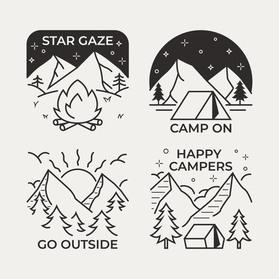 Outdoor-Camping-Szene einfache Linie vektor
