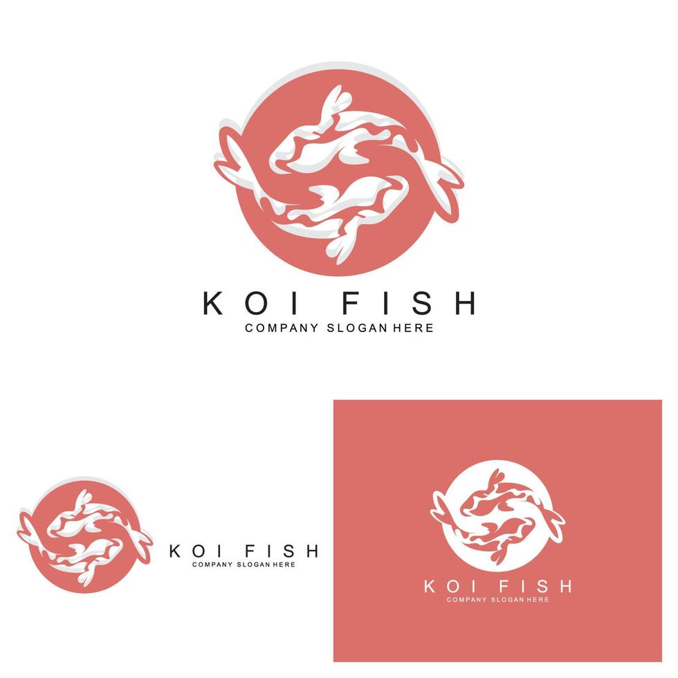 koi fisk logotyp design, dekorativ fisk vektor, akvarium prydnad illustration varumärke produkt vektor