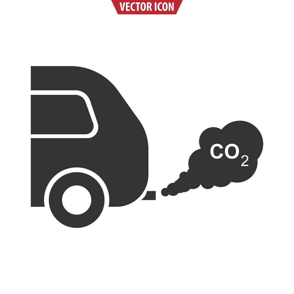 Auto Auspuff co2 schwarze Silhouette Symbol. Konzept der Umweltverschmutzung. Vektor-Illustration isoliert auf weißem Hintergrund. vektor