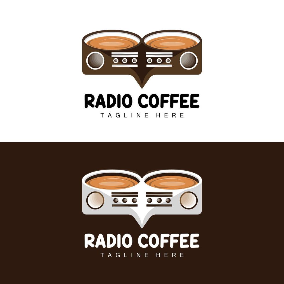 kaffe radio logotyp, podcast radio design, kaffe ikon, kaffe Kafé logotyp produkt varumärke vektor