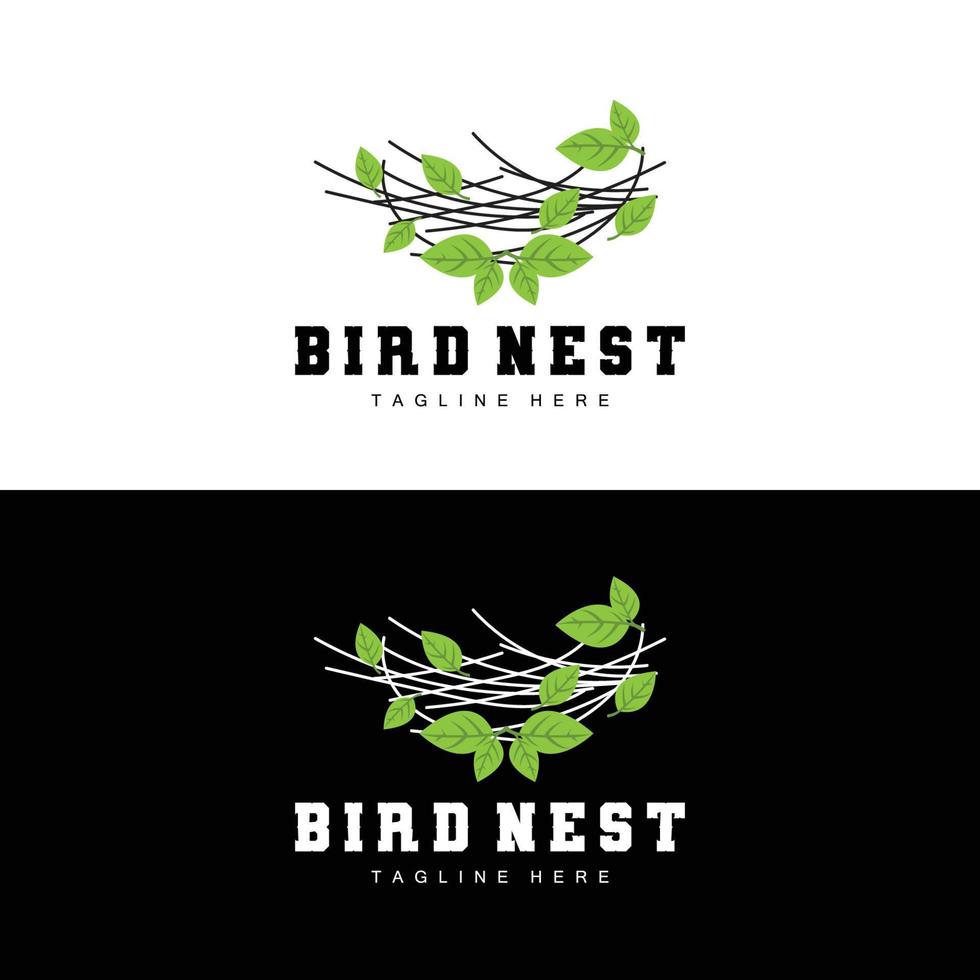 Vogelnest-Logo-Design, Vogelhaus-Vektor für Eier, Vogelbaum-Logo-Illustration vektor