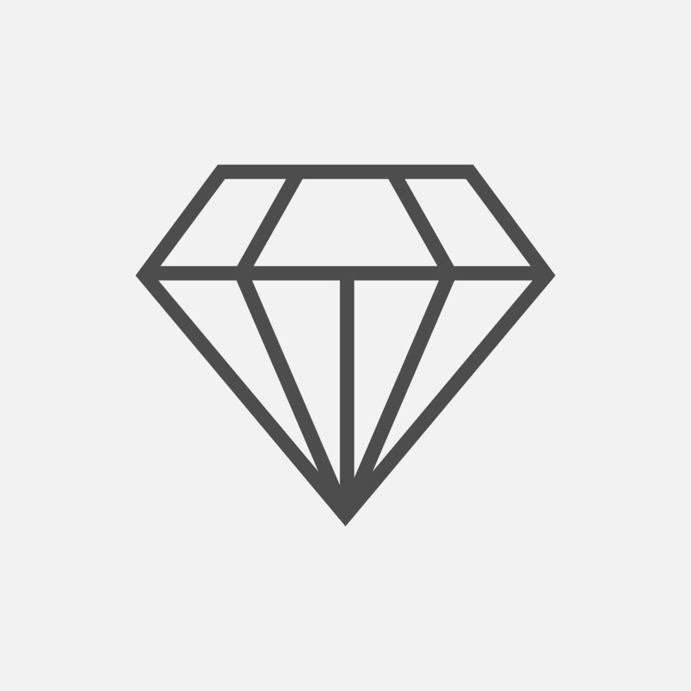 Umriss-Diamant-Symbol isoliert flache Design-Vektor-Illustration. vektor