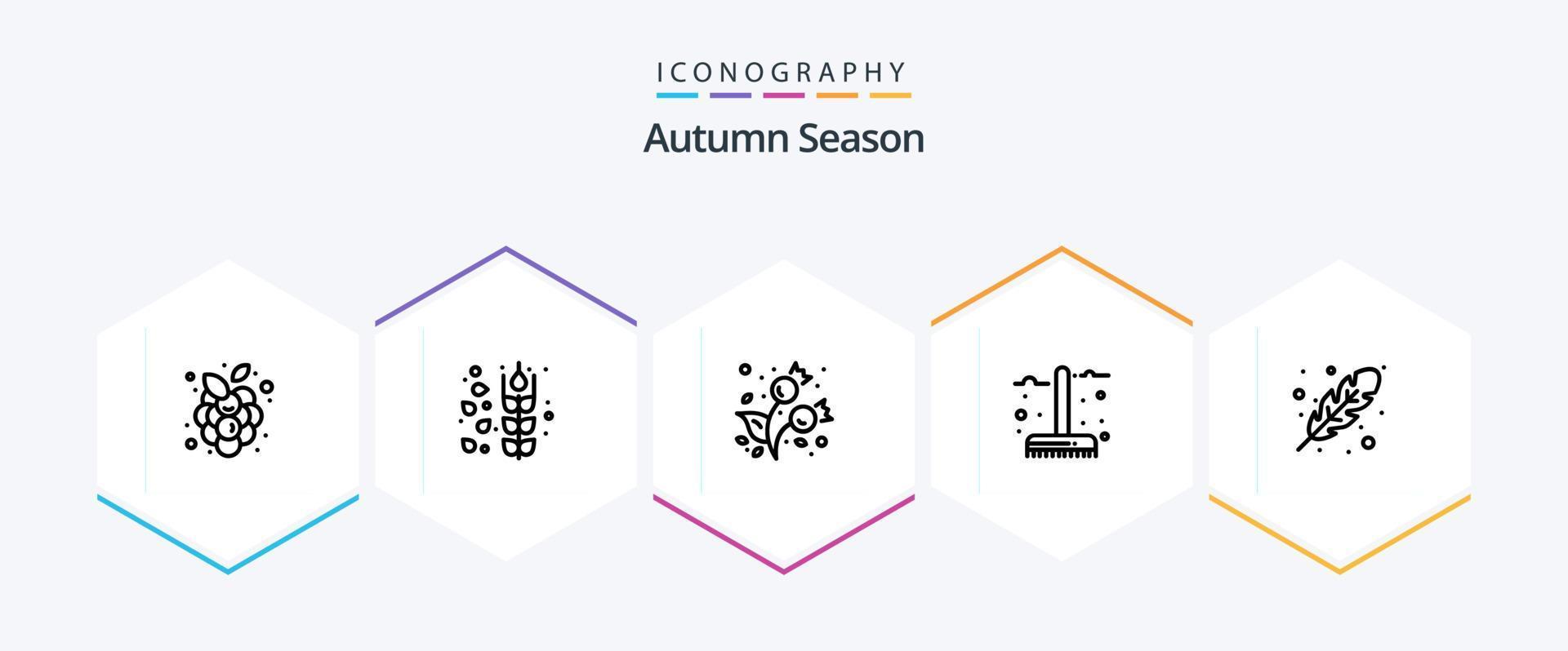 höst 25 linje ikon packa Inklusive blad. säsong. bär. trädgård. falla vektor