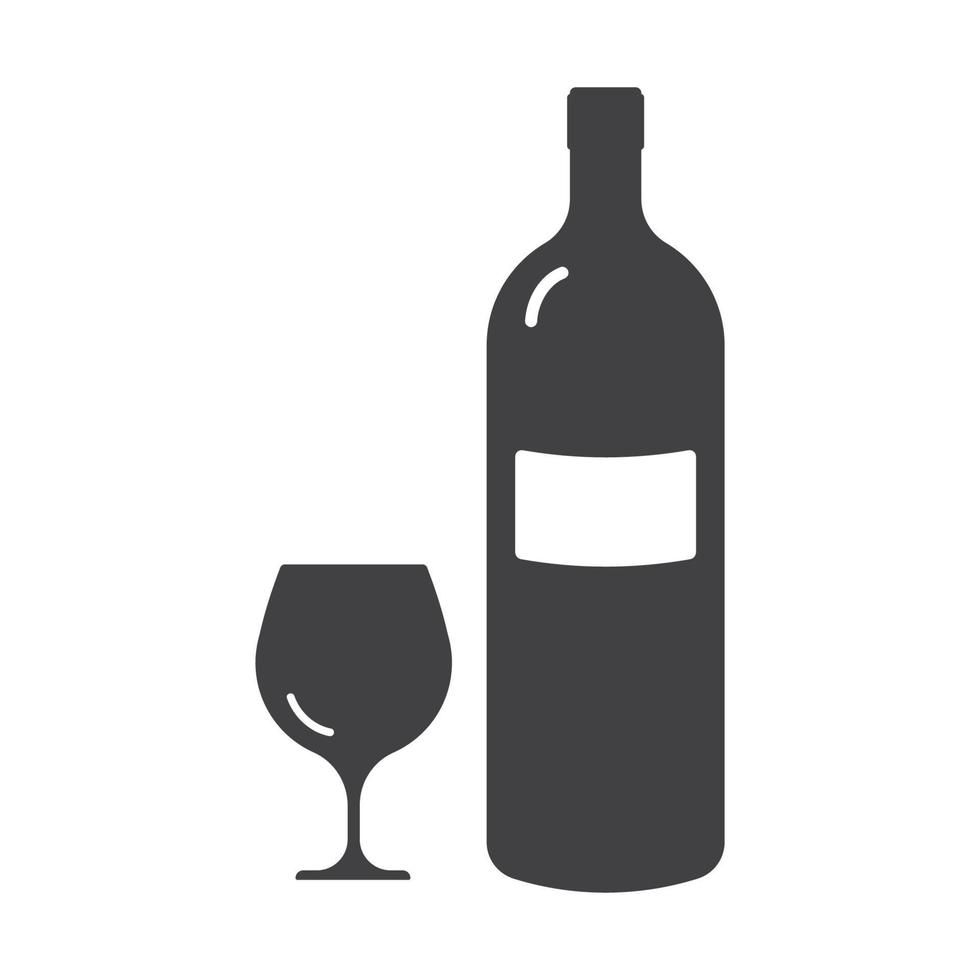 Weinglas und Flasche lokalisierten flache Designvektorillustration. vektor