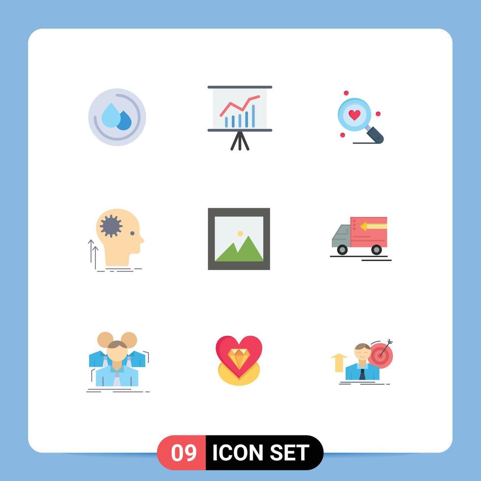 redigerbar vektor linje packa av 9 enkel platt färger av Foto brainstorming kärlek aning kreativ redigerbar vektor design element