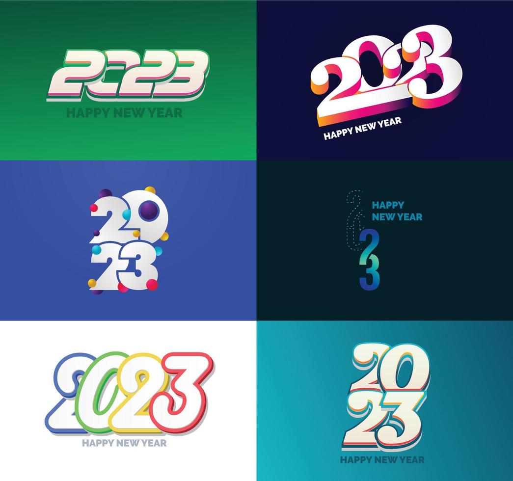 große reihe von 2023 frohes neues jahr logo text design 2023 zahlenentwurfsvorlage vektor