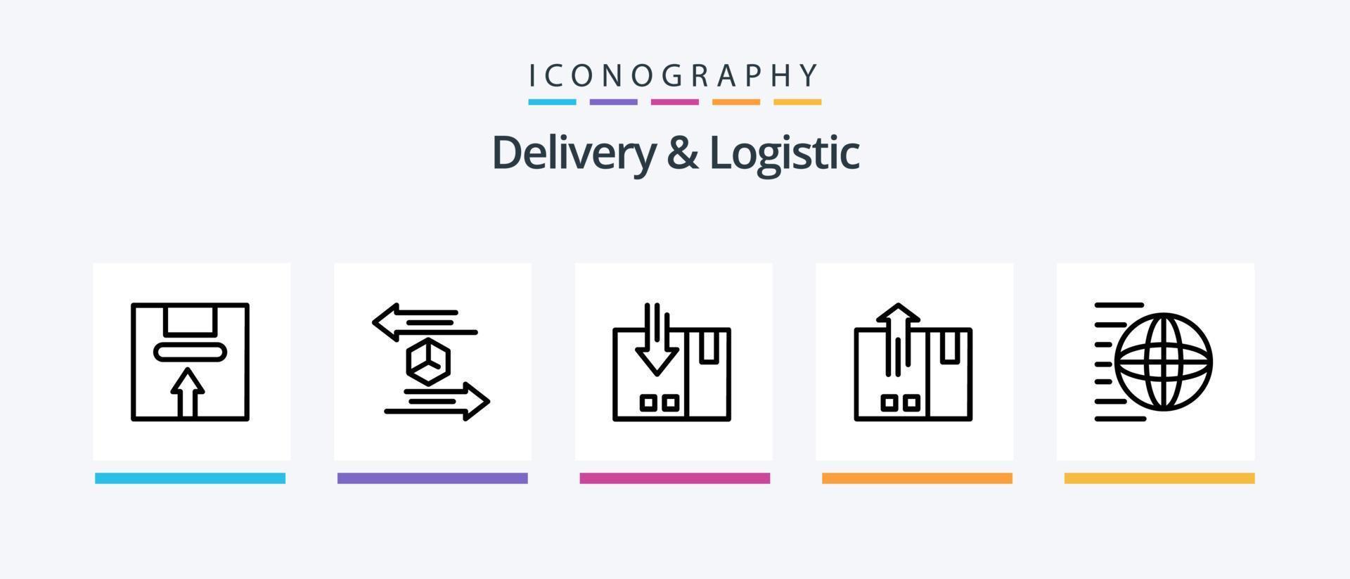 leverans och logistisk linje 5 ikon packa Inklusive förpackning. leverans. service. pil. frakt. kreativ ikoner design vektor