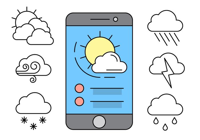 Kostenlose Linear Wetter Icons vektor