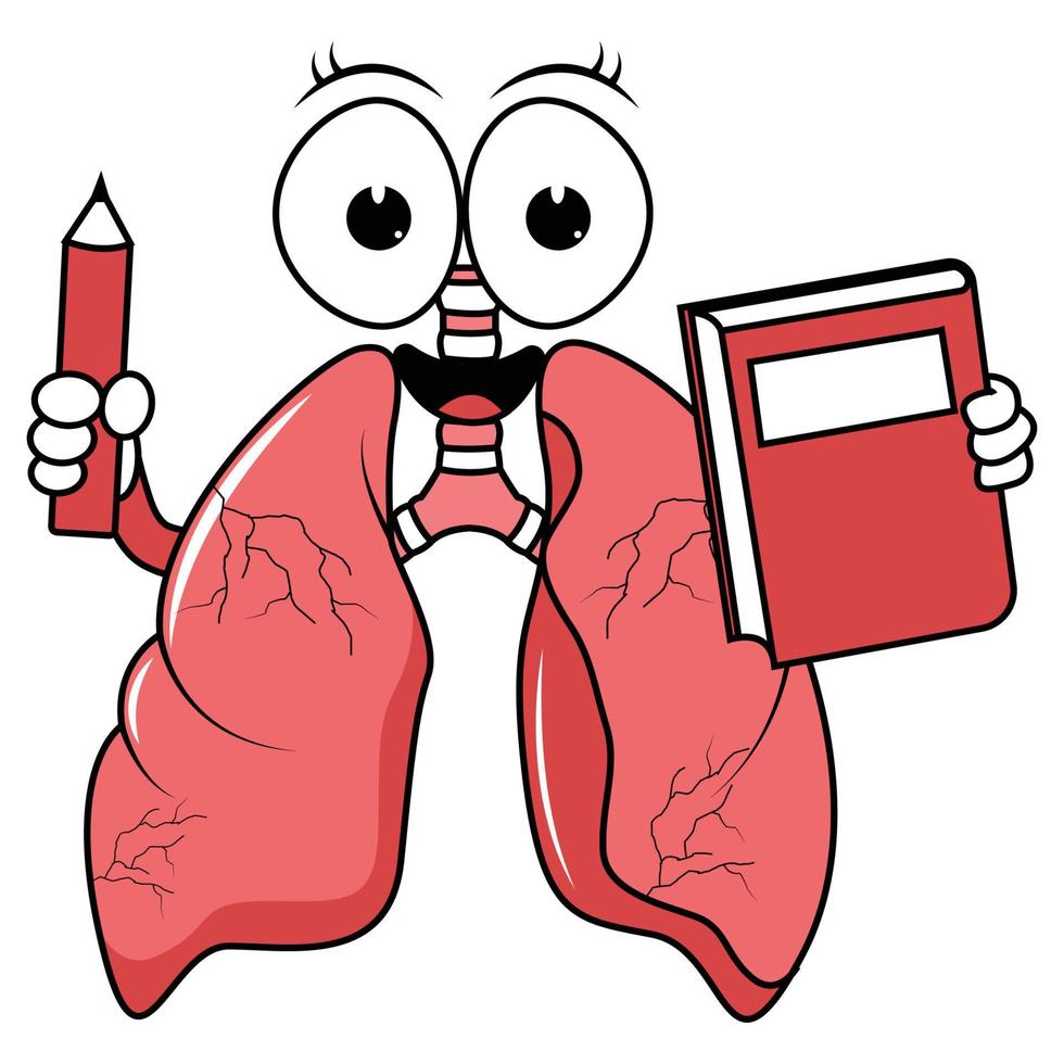 niedliche Cartoon-Grafik der menschlichen Lunge vektor