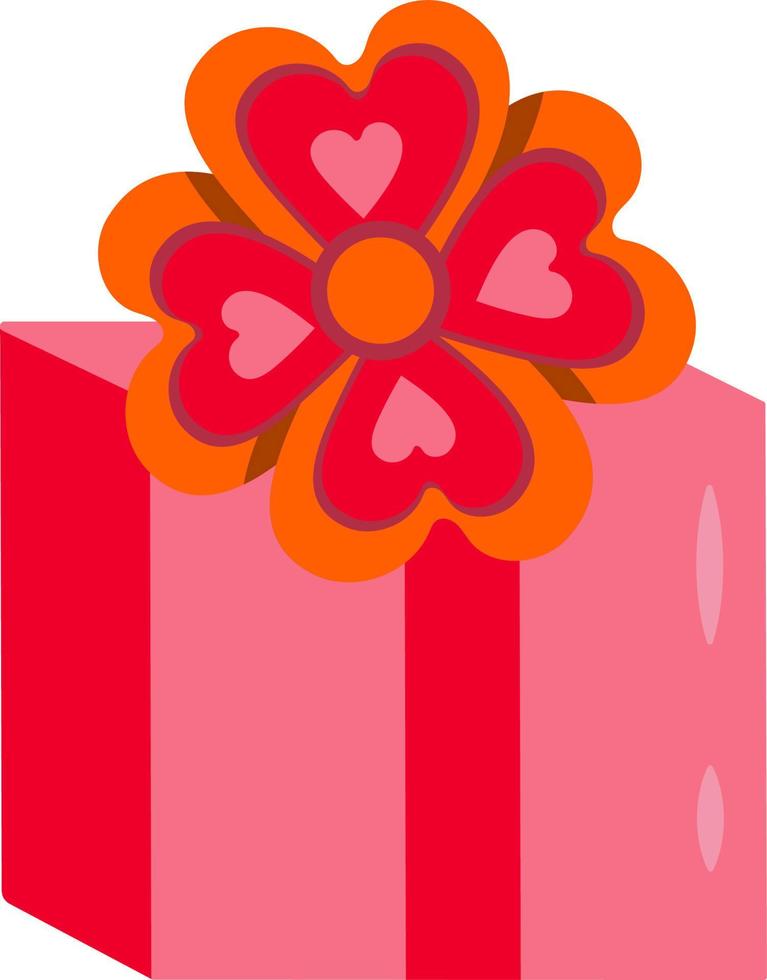 röd gåva låda med en rosett. Grattis överraskning för de Semester, födelsedag. färgrik vektor isolerat tecknad serie illustration