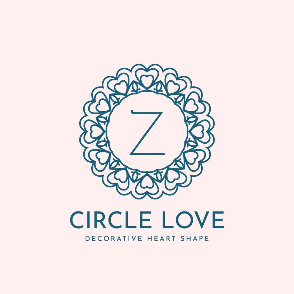 brev z cirkel kärlek dekoration vektor logotyp design