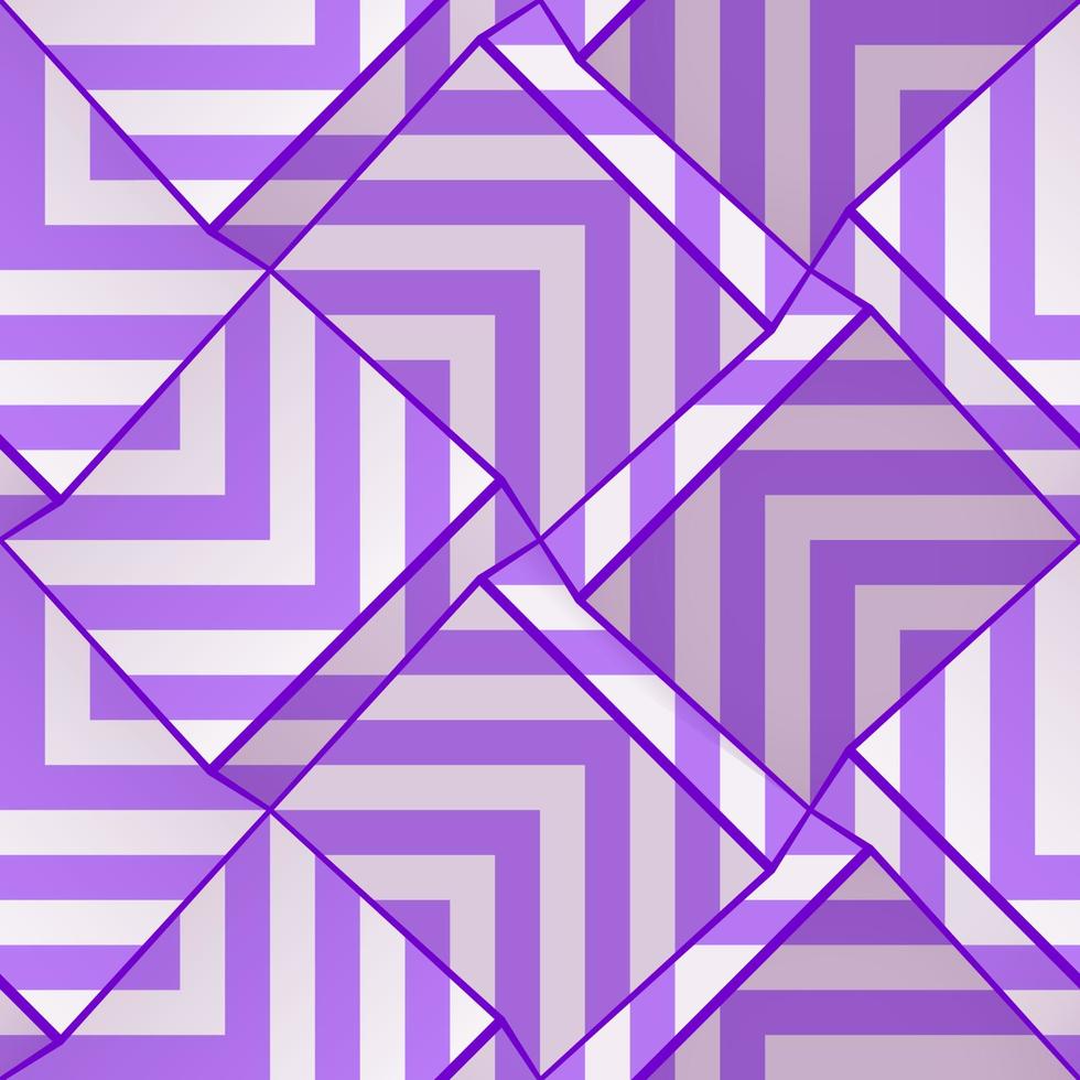 leichtes nahtloses geometrisches muster mit volumenwürfeln und lila streifen. Vektorvorlage für Tapeten, Textilien, Stoffe, Packpapier, Hintergründe. abstrakte textur mit volumenextrusionseffekt. vektor