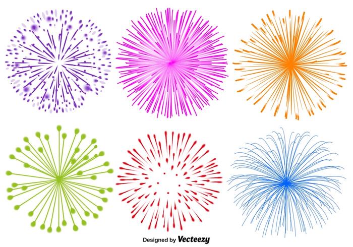 Vector Set Feuerwerk Illustrationen auf weißem Hintergrund