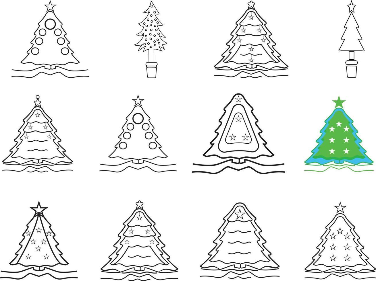 Merry Christmas Tree Design neues Konzept bearbeitbare Vektordatei vektor