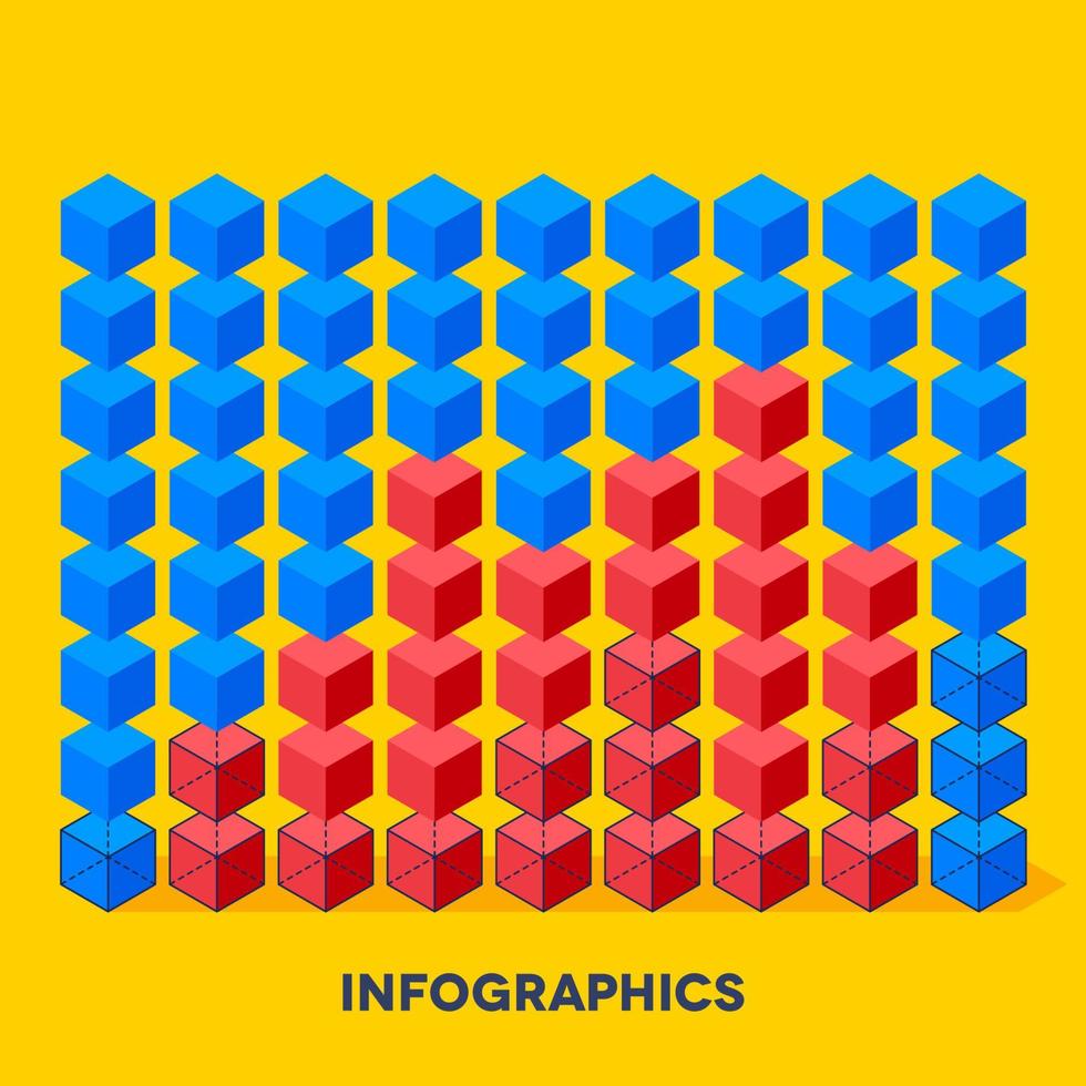 platt infographics med kuber och trådbunden strukturer vektor