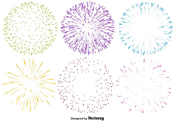Vector Set von mehrfarbigen Feuerwerk Icons