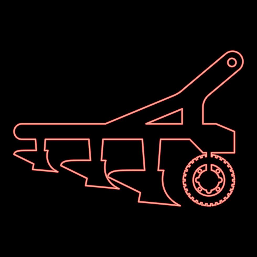 neon plog för odla landa innan sådd bruka Produkter traktor mekanism Utrustning industriell enhet röd Färg vektor illustration bild platt stil