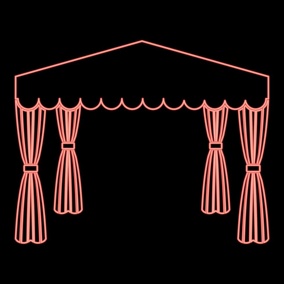 neon tak pop- upp tält kommersiell paviljong markis för resten tält chuppah röd Färg vektor illustration bild platt stil