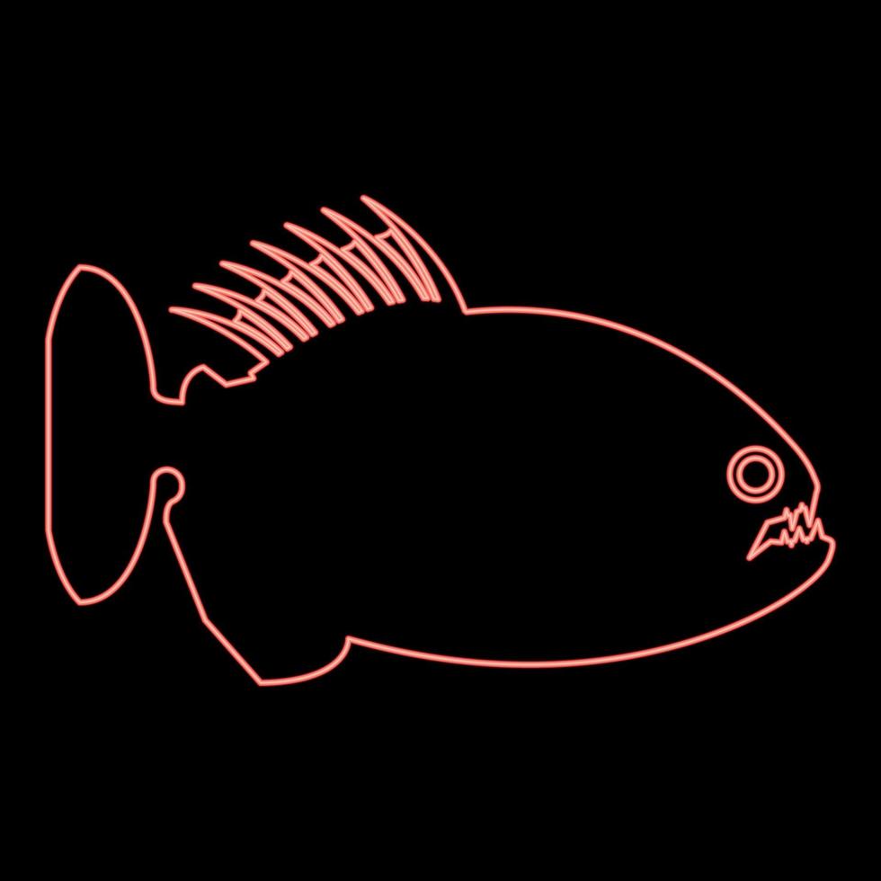 neon piranha arg fisk röd Färg vektor illustration bild platt stil