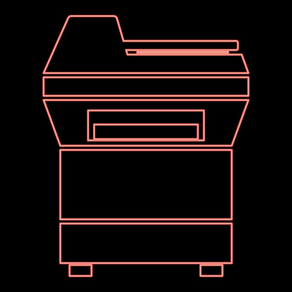 Neon-Kopiergerät Drucker Kopierer für Büro Fotokopierer Duplikat Ausrüstung Symbol schwarze Farbe Vektor-Illustration flaches Stilbild rote Farbe Vektor-Illustrationsbild flacher Stil vektor