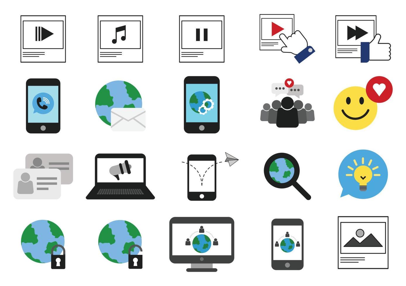 Social Media flache Ikonenelemente Vektordesign vektor