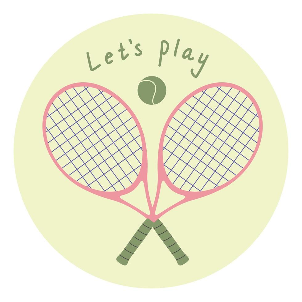 platt vektor illustration i barnslig stil. hand dragen tennis racketar och en boll för logotyp.