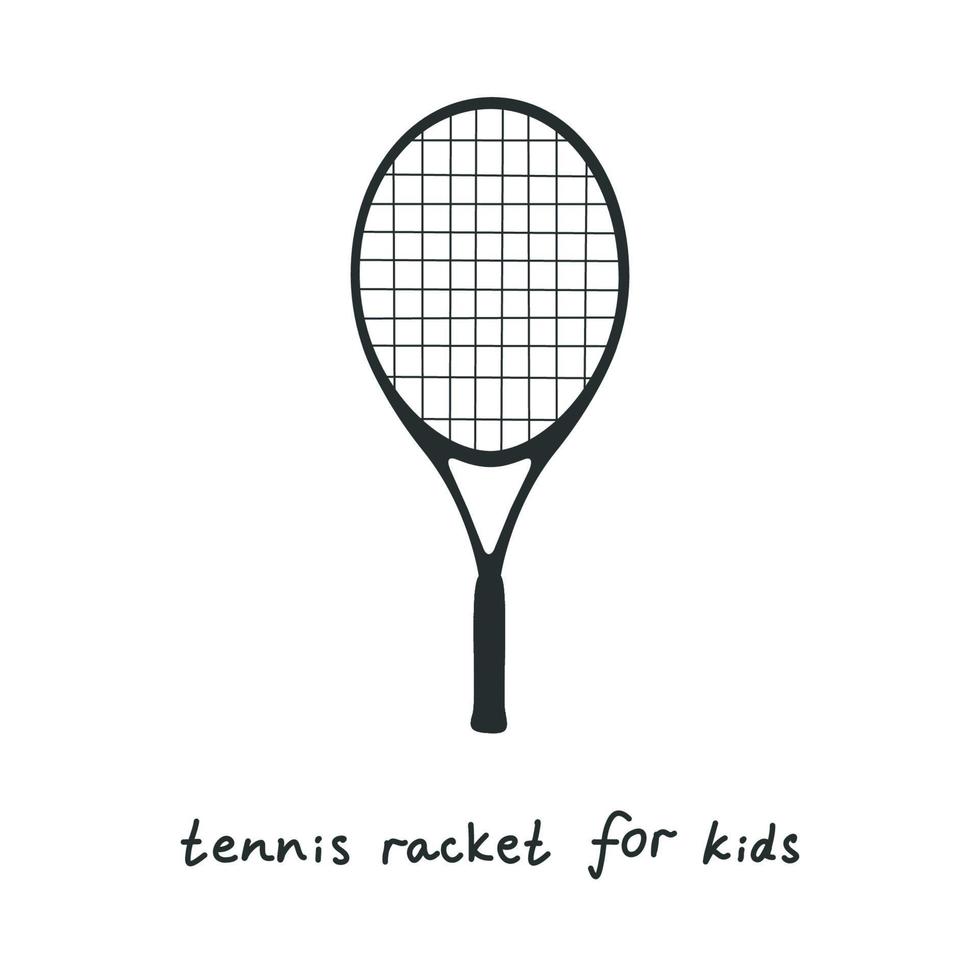 flache Vektor-Silhouette-Illustration im kindlichen Stil. handgezeichneter tennisschläger für kinder. vektor