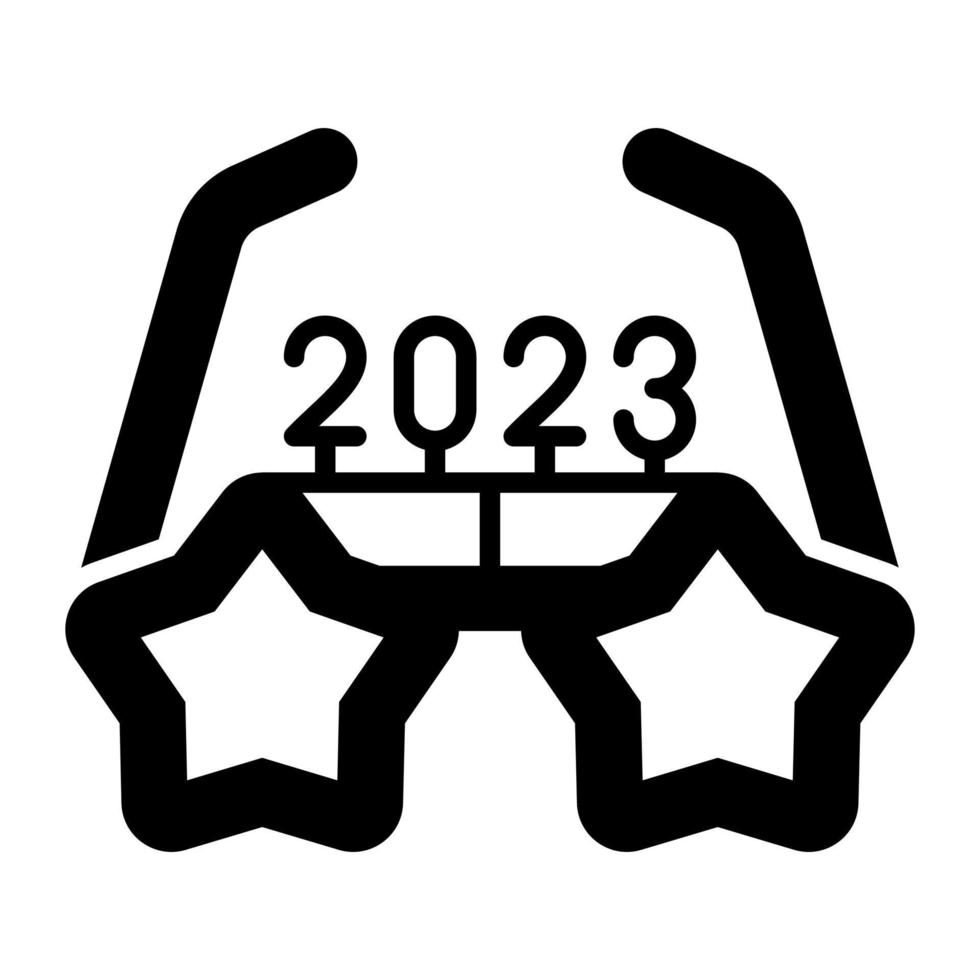 ny år 2023 fest glasögon vektor ikon i trendig stil