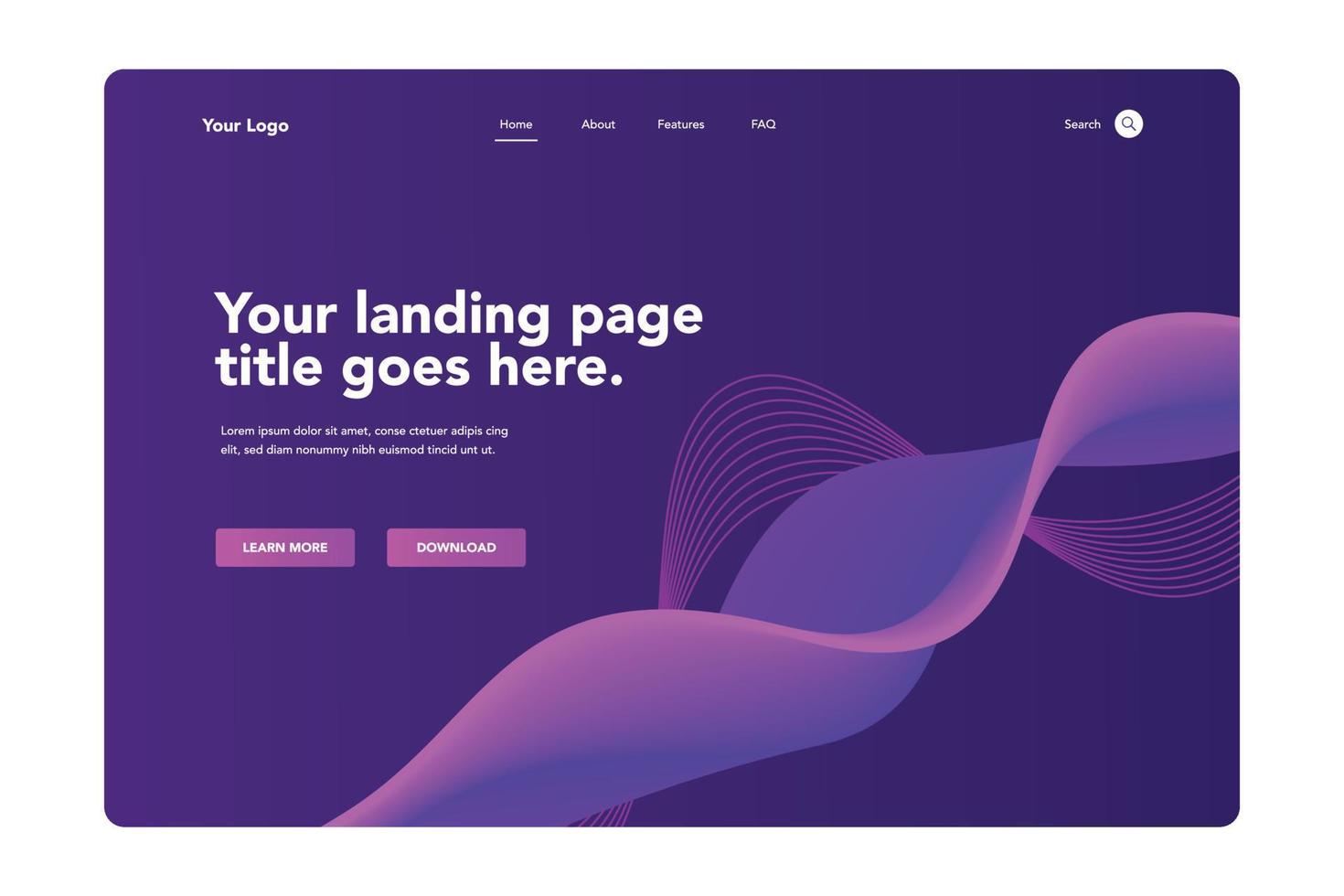 Landing Page 2 mit abstrakten Formen vektor