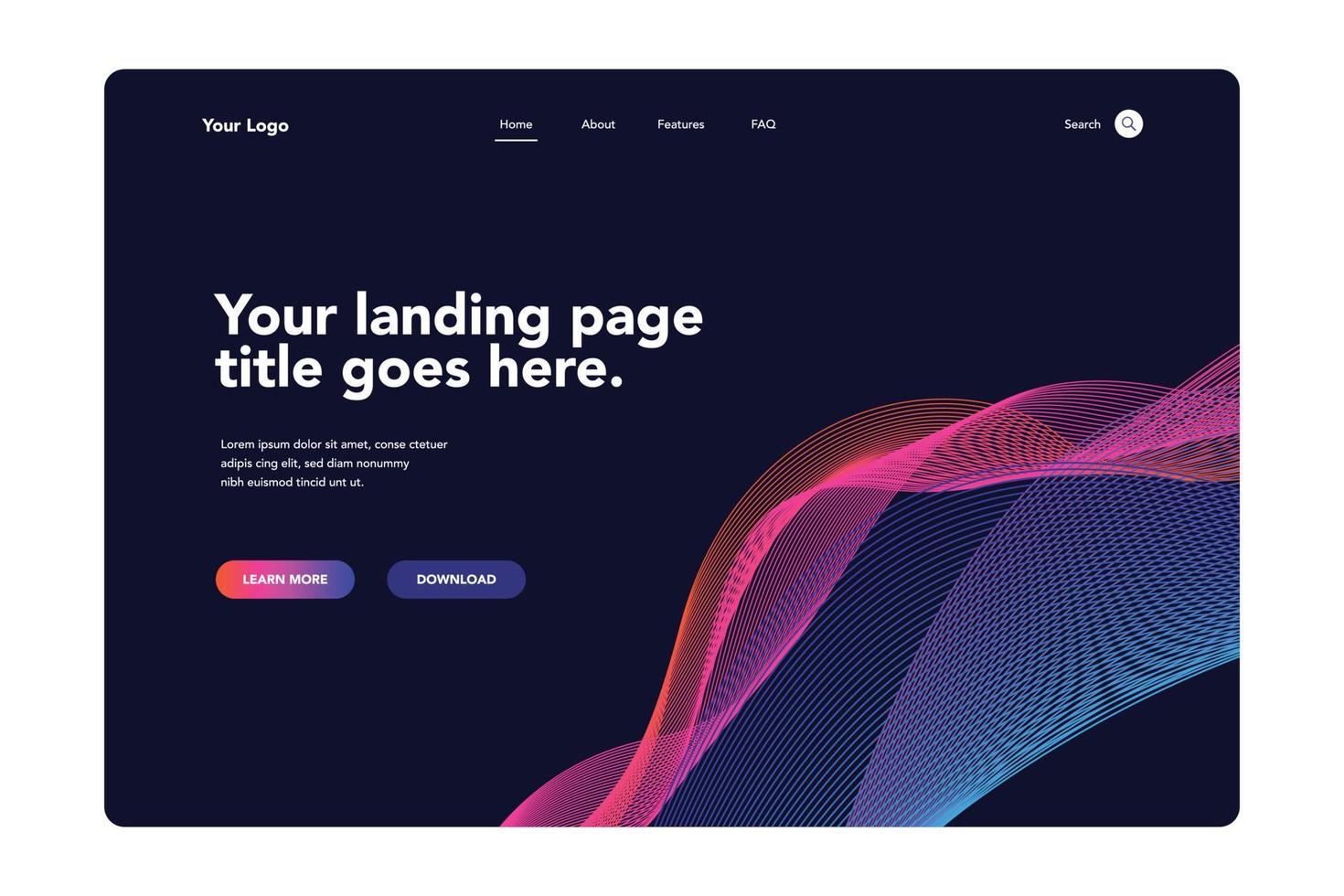 Landing Page 3 mit abstrakten Formen 2 vektor