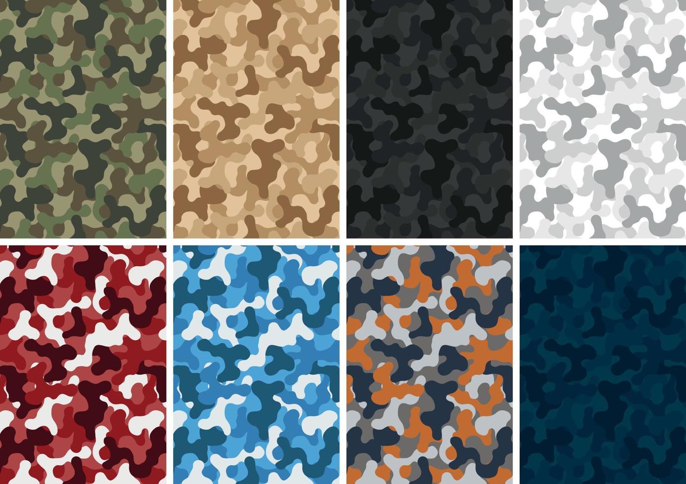 kamouflage armén mönster annorlunda färger uppsättning vektor
