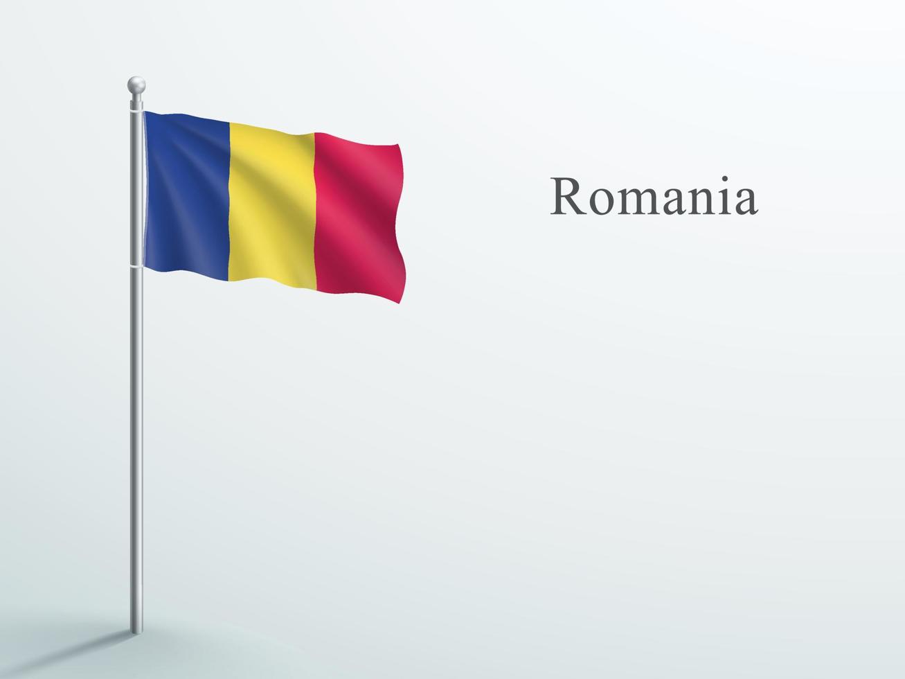 rumänisches flaggenelement 3d, das auf stahlfahnenmast weht vektor
