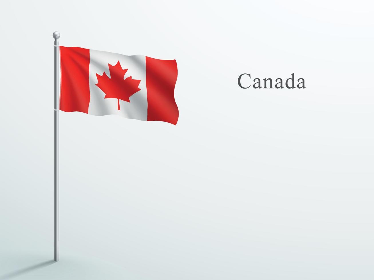 kanada flagga 3d element vinka på stål flaggstång vektor