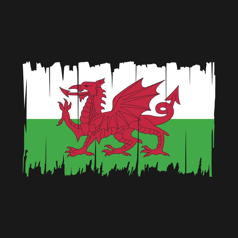 wales-flaggenpinsel-vektorillustration vektor