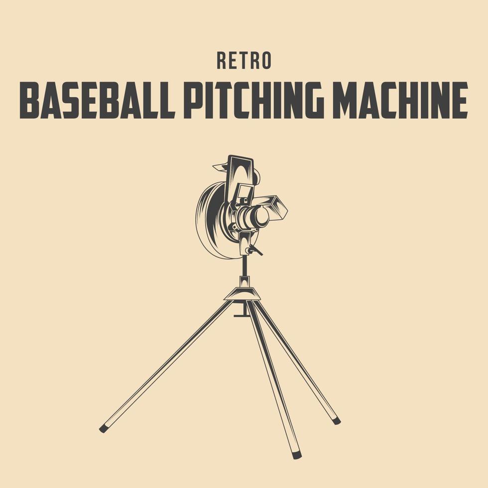 retro baseball pitching maschine vektor stock illustration