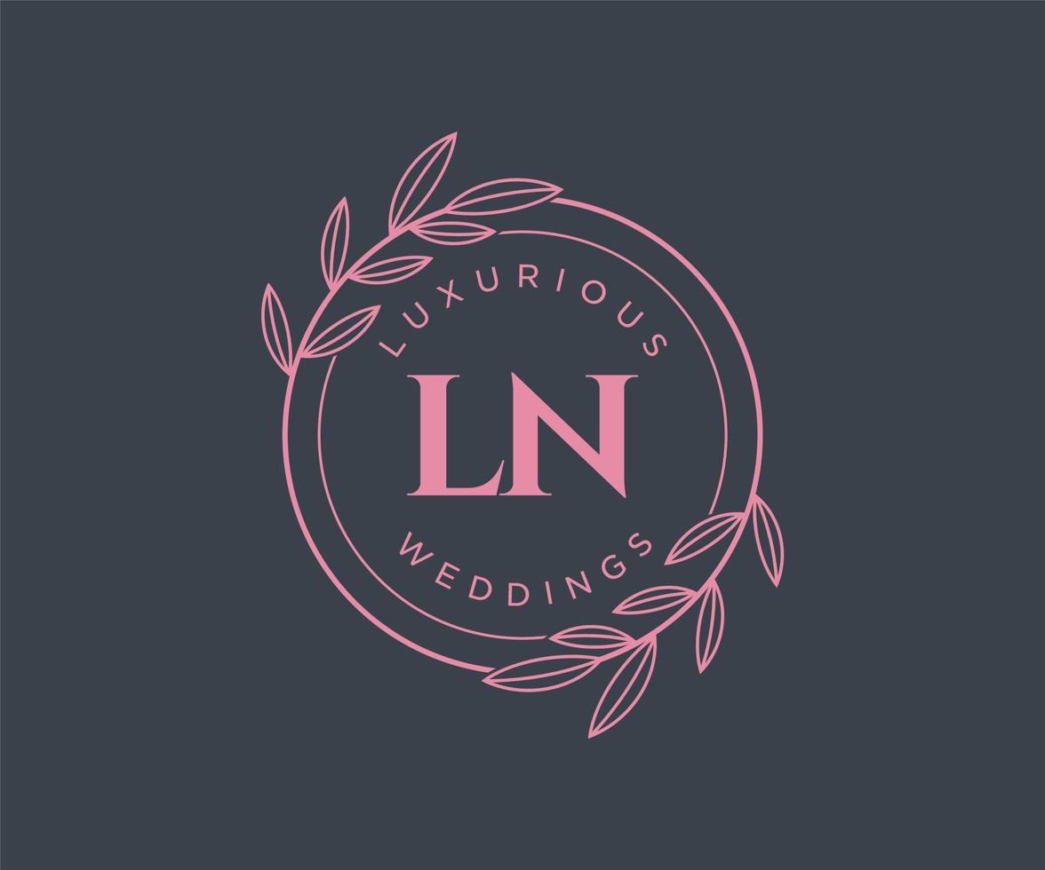 ln Initialen Brief Hochzeit Monogramm Logos Vorlage, handgezeichnete moderne minimalistische und florale Vorlagen für Einladungskarten, Datum speichern, elegante Identität. vektor