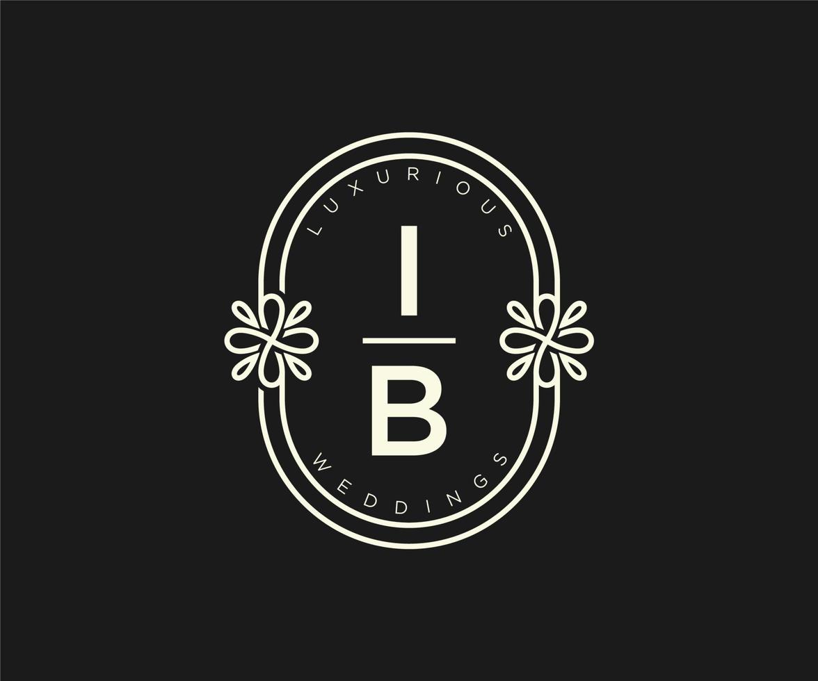 ib initialer brev bröllop monogram logotyper mall, hand dragen modern minimalistisk och blommig mallar för inbjudan kort, spara de datum, elegant identitet. vektor