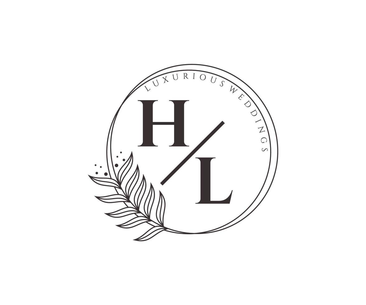 hl Initialen Brief Hochzeit Monogramm Logos Vorlage, handgezeichnete moderne minimalistische und florale Vorlagen für Einladungskarten, Datum speichern, elegante Identität. vektor