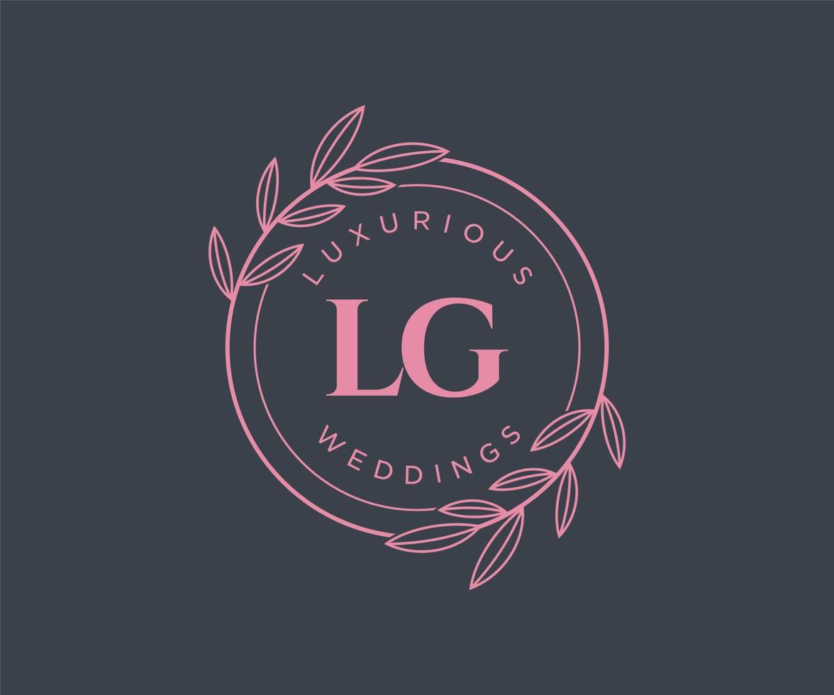 lg initialen brief hochzeit monogramm logos vorlage, handgezeichnete moderne minimalistische und florale vorlagen für einladungskarten, datum speichern, elegante identität. vektor