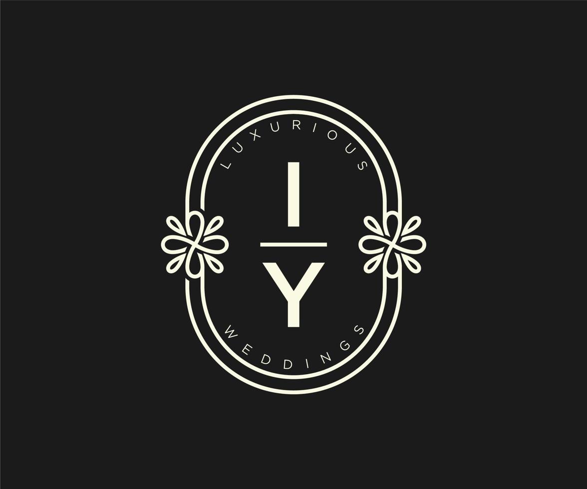 iy initialer brev bröllop monogram logotyper mall, hand dragen modern minimalistisk och blommig mallar för inbjudan kort, spara de datum, elegant identitet. vektor