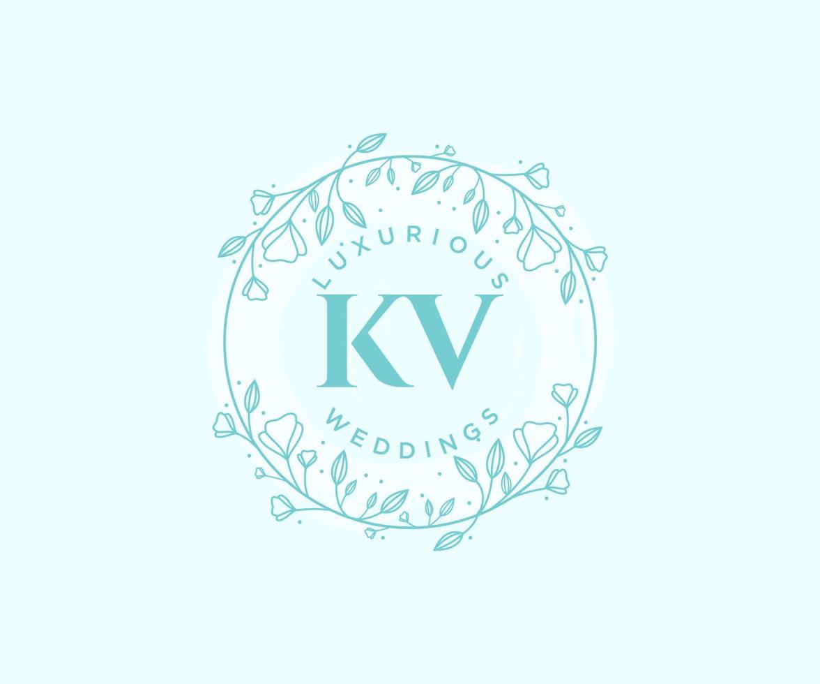 kv initialen brief hochzeitsmonogramm logos vorlage, handgezeichnete moderne minimalistische und florale vorlagen für einladungskarten, datum speichern, elegante identität. vektor