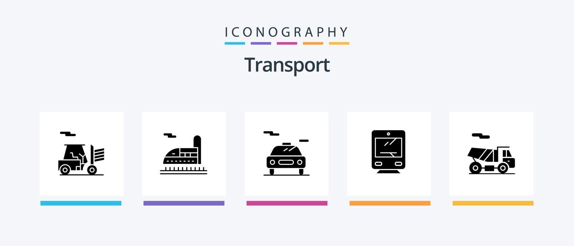 Transport Glyphe 5 Icon Pack inklusive . Transport. Transport. Quad. reisen. kreatives Symboldesign vektor