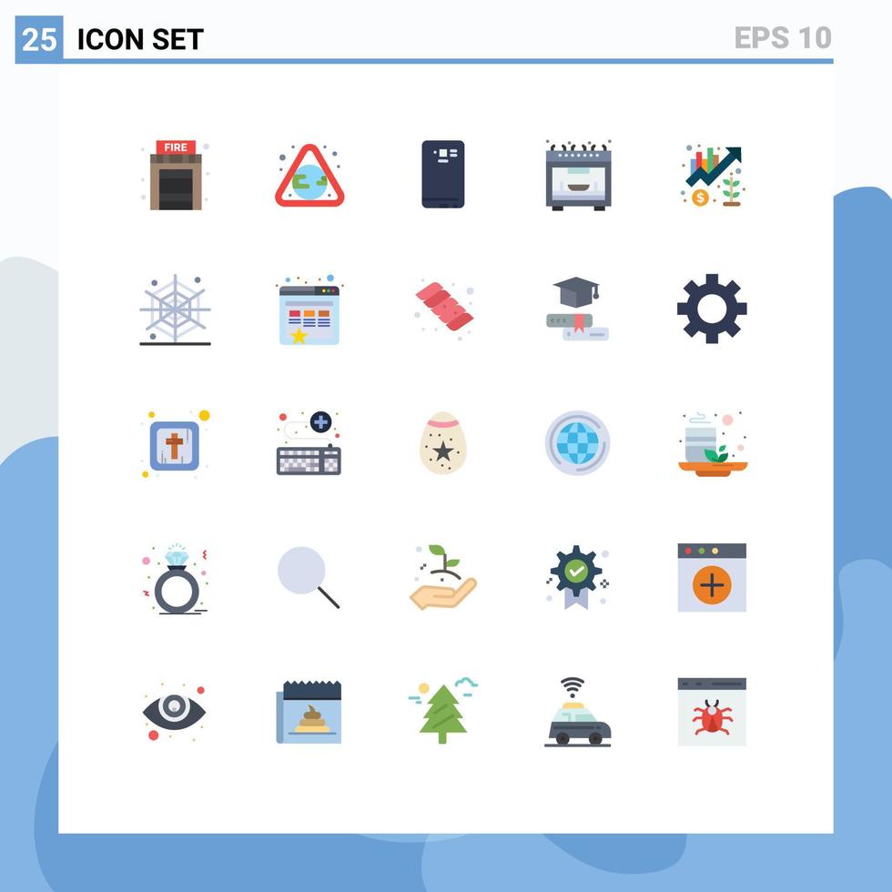 användare gränssnitt packa av 25 grundläggande platt färger av förvaltning Diagram smart telefon ugn kök redigerbar vektor design element
