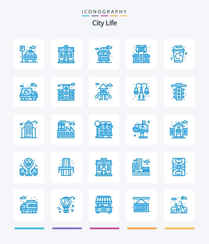 kreativ stad liv 25 blå ikon packa sådan som sopor. stad. stad. bar. stad vektor